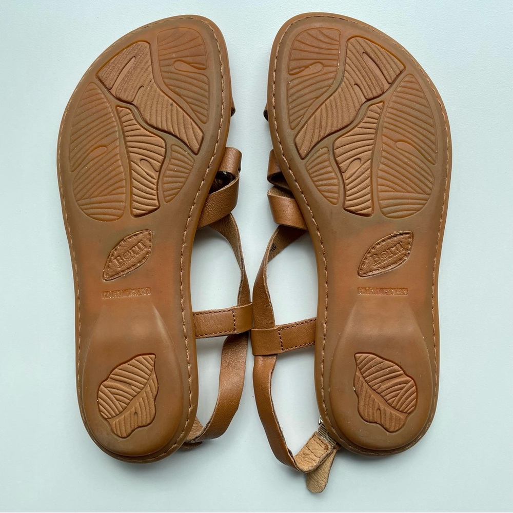 Born Women’s Leather Strappy Sandals Padded Footbed Size 8 Boho Tan Brown Summer - Picture 6 of 9